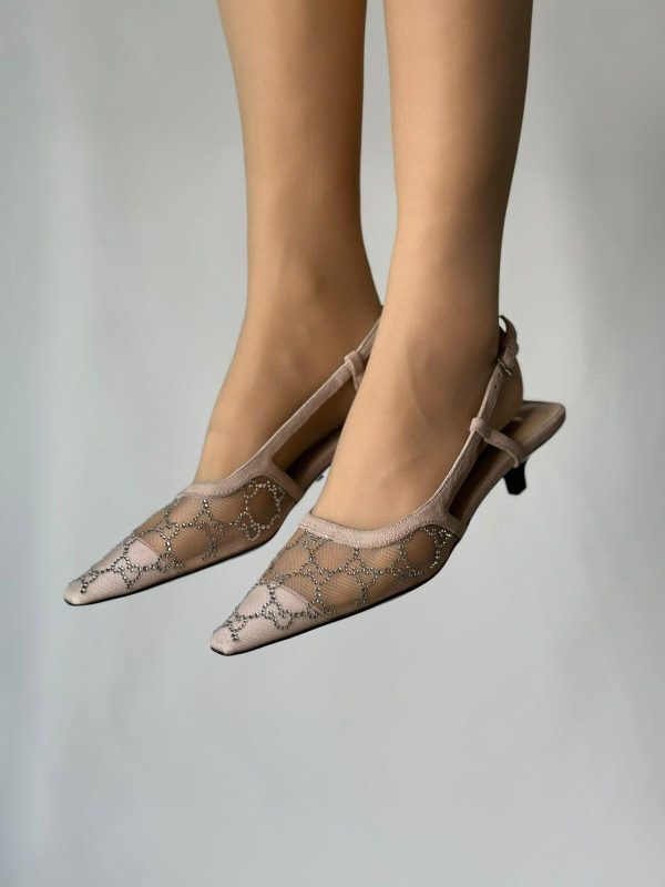 Gucci Slingback Kitten Heels Crystal Embellishments - Image 7