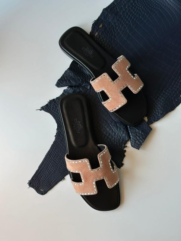 Hermes Oran Rhinestone Slides Mules Slippers - Image 11