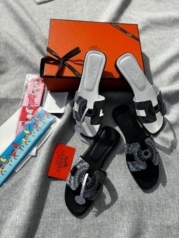 Hermes Calfskin Brode Oasis Sandals