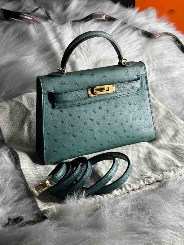 Hermes Kelly Ostrich Bag In Mini - Image 36