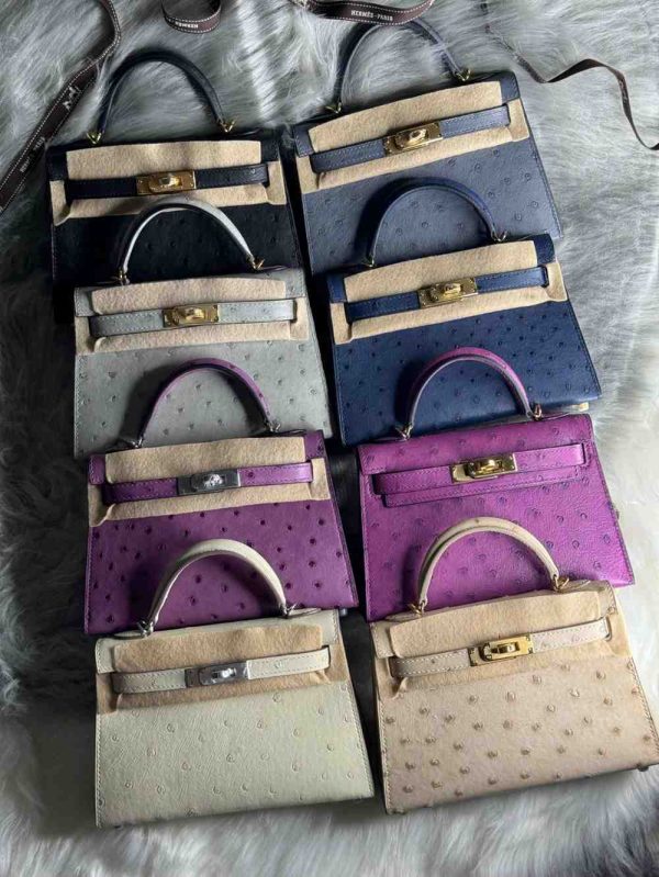 Hermes Kelly Ostrich Bag In Mini - Image 35