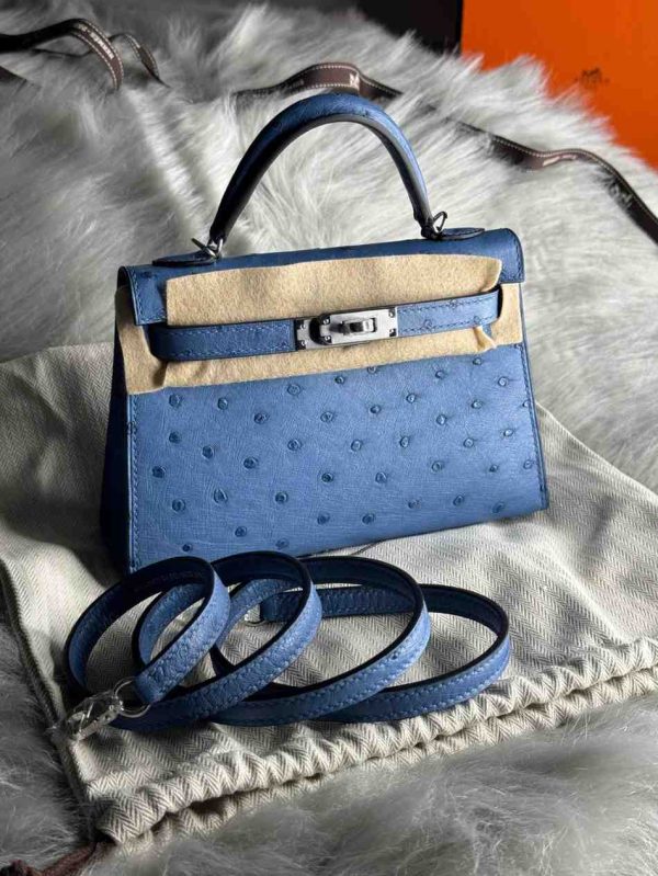 Hermes Kelly Ostrich Bag In Mini - Image 37