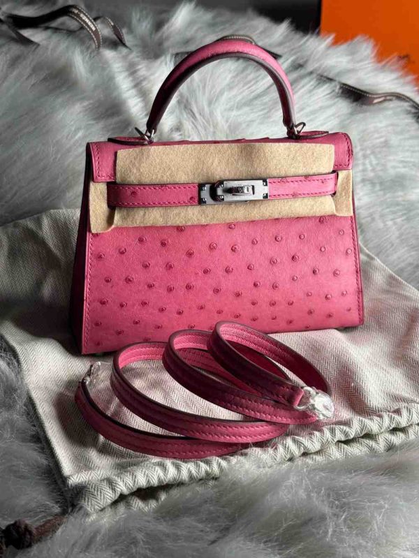 Hermes Kelly Ostrich Bag In Mini - Image 4