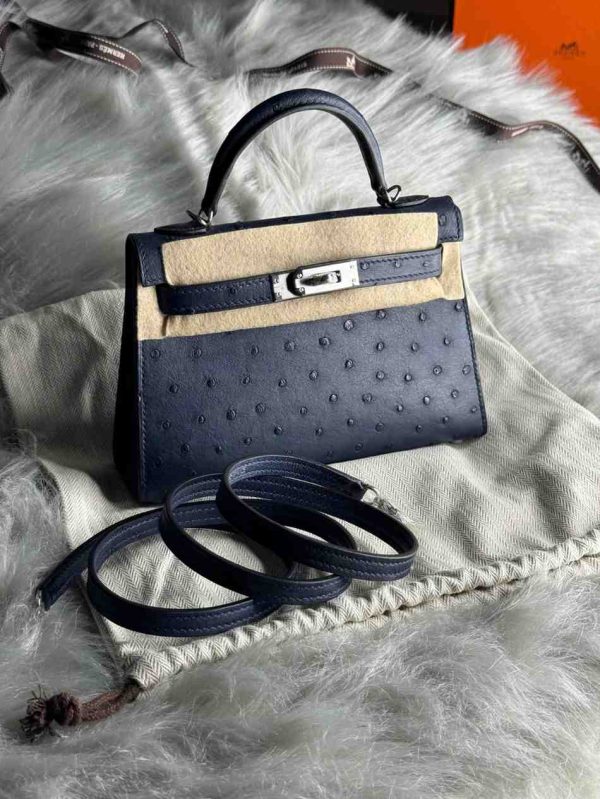 Hermes Kelly Ostrich Bag In Mini - Image 30