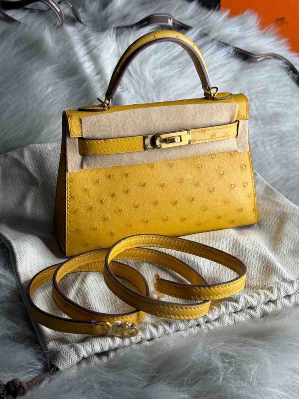 Hermes Kelly Ostrich Bag In Mini - Image 22