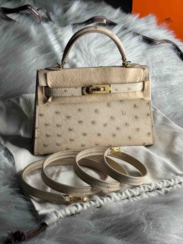 Hermes Kelly Ostrich Bag In Mini - Image 28