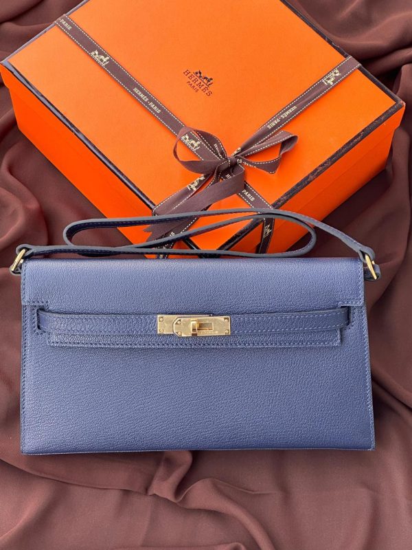 Hermes Kelly Wallet blue