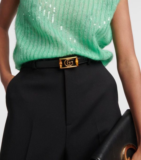 Gucci GG Marmont Bamboo Embellished Leather Belt - Image 3