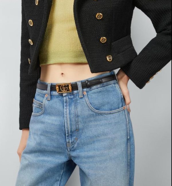Gucci GG Marmont Bamboo Embellished Leather Belt - Image 4