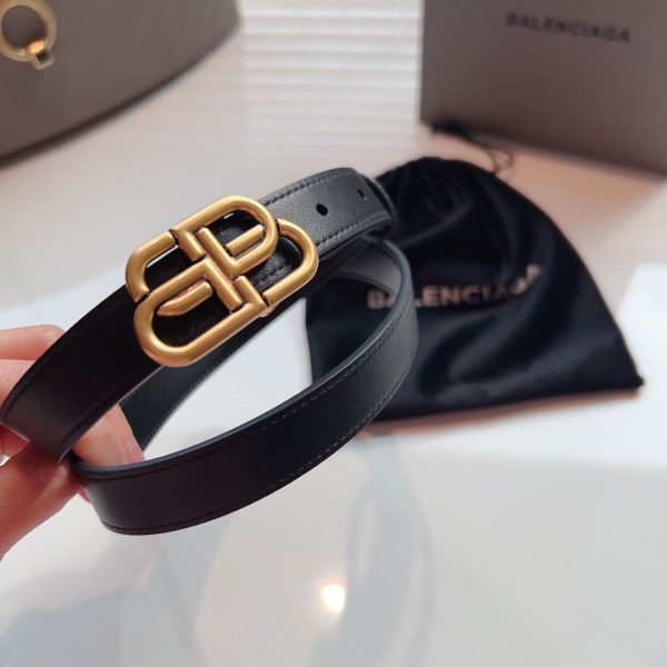 Balenciaga Black Belt With Interlocked BB Logo Buckle - Image 2