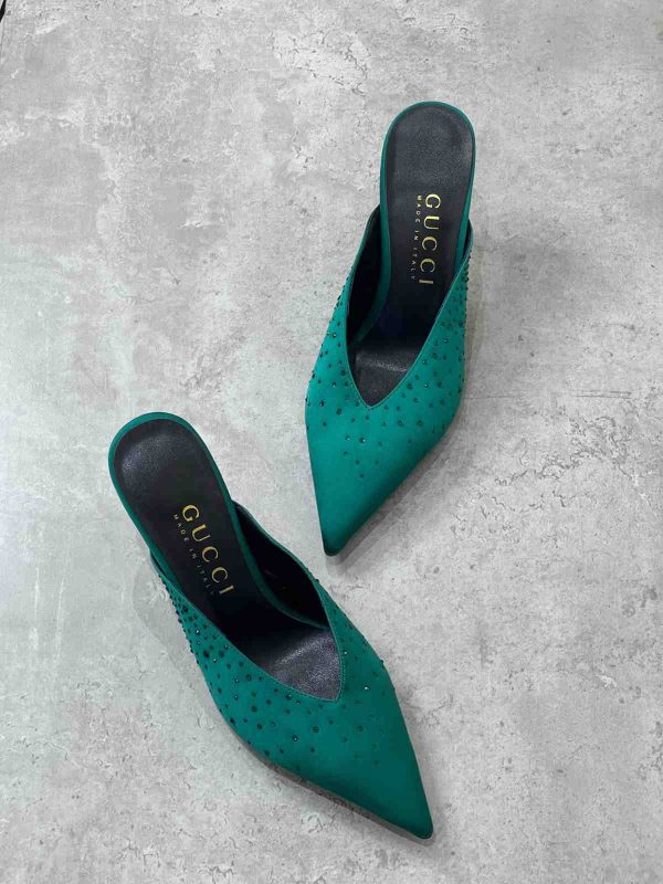 Gucci Priscilla Mules Beige Satin Women High Heels - Image 3