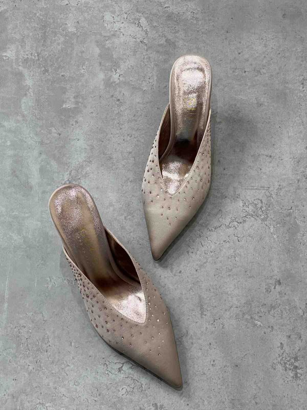 Gucci Priscilla Mules Beige Satin Women High Heels - Image 5