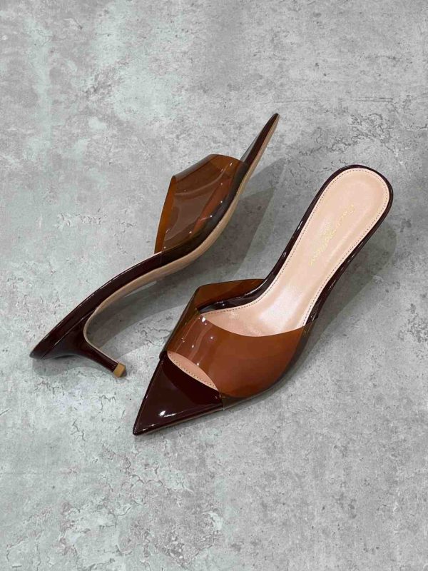 Gianvito Rossi Elle Plexi 85 Leather & Pvc Mules - Image 2