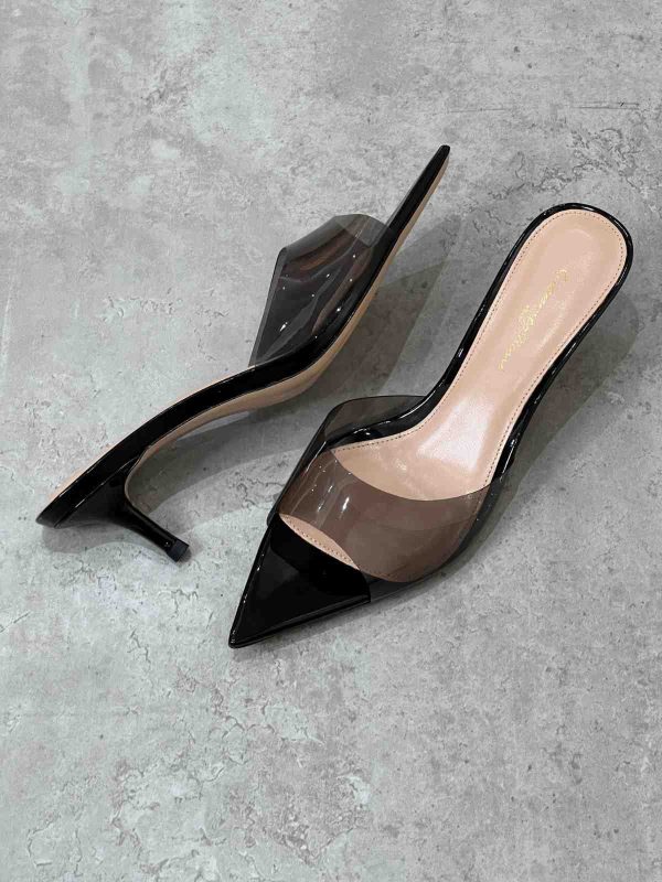 Gianvito Rossi Elle Plexi 85 Leather & Pvc Mules - Image 3