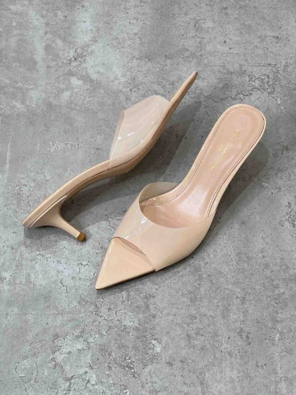 Gianvito Rossi Elle Plexi 85 Leather & Pvc Mules - Image 4