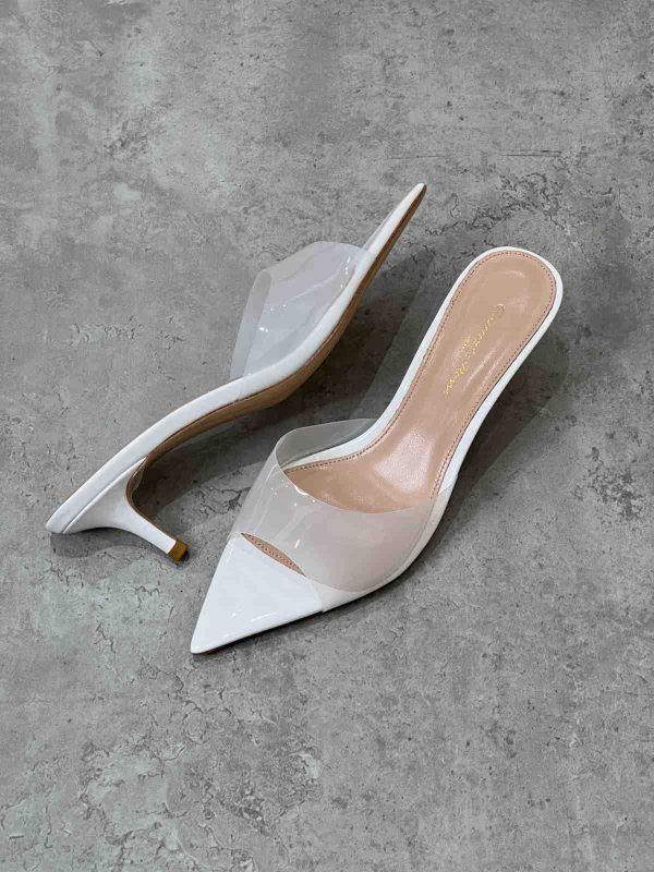 Gianvito Rossi Elle Plexi 85 Leather & Pvc Mules - Image 5
