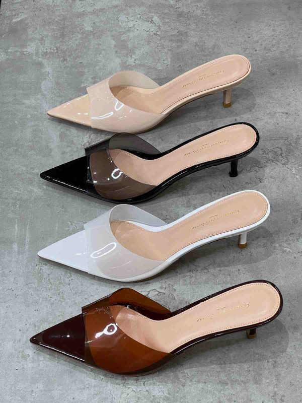 Gianvito Rossi Elle Plexi 85 Leather & Pvc Mules