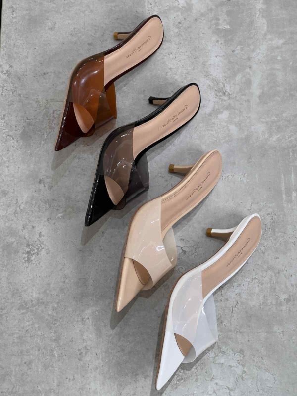 Gianvito Rossi Elle Plexi 85 Leather & Pvc Mules - Image 6