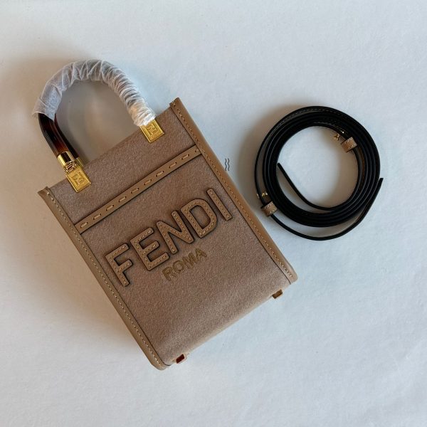 Fendi Mini Sunshine Shopper Leather Bag - Image 8