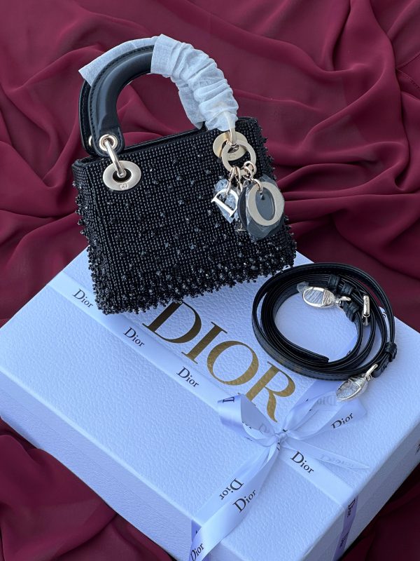 Lady Dior Micro Bag Black Calfskin with Embroidered