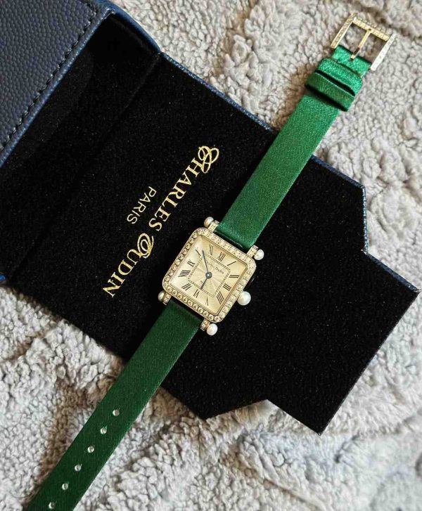 Charles Oudin Leather Strap Diamond Watch - Image 2