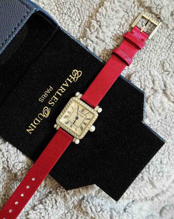 Charles Oudin Leather Strap Diamond Watch - Image 4
