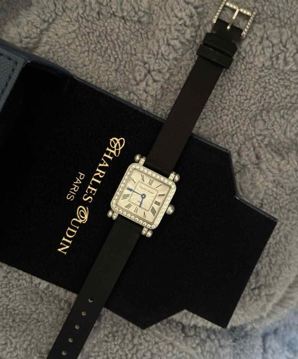 Charles Oudin Leather Strap Diamond Watch - Image 5