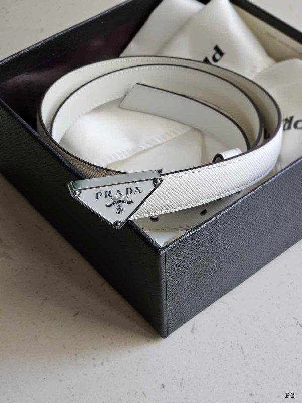 Prada Triangle Logo Buckle Belt In Saffiano Leather - Image 4