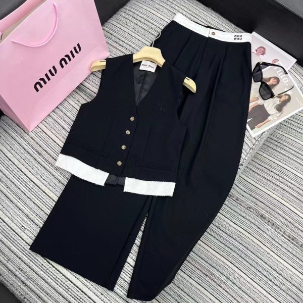Miu Miu Mid Rise Wide Leg Trousers - Image 3