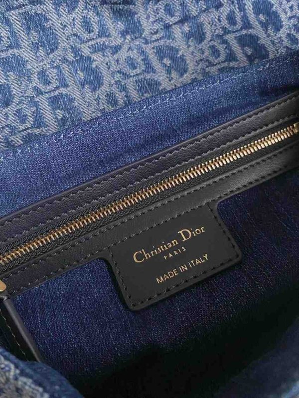 Dior Saddle Bag With Strap Blue Denim Dior Oblique - Image 4
