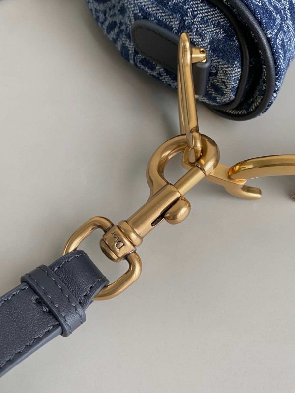 Dior Saddle Bag With Strap Blue Denim Dior Oblique - Image 5
