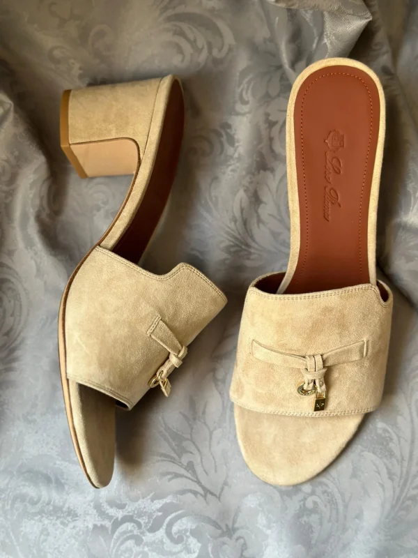 Loro Piana Suede Charm Slide Sandals