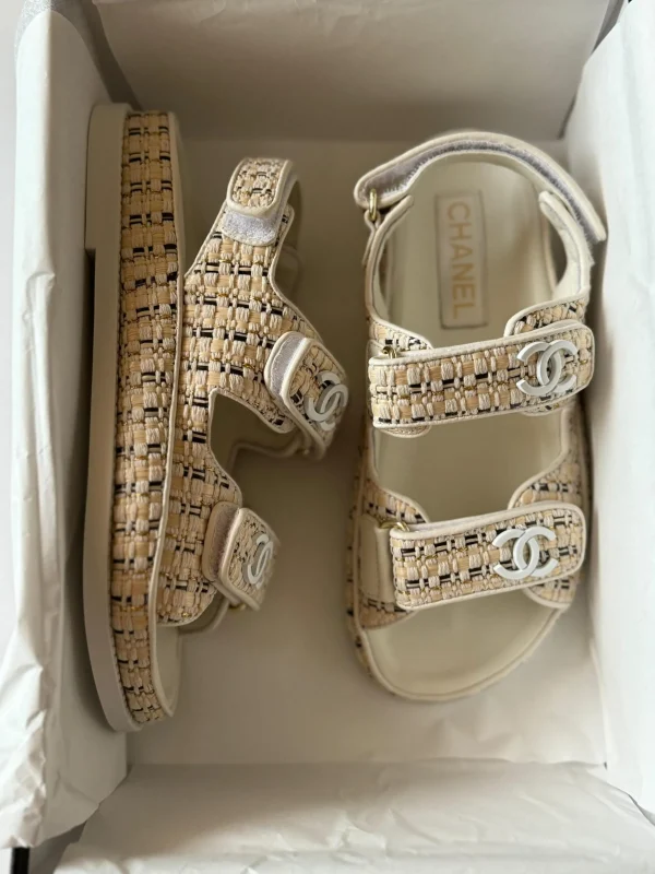 Chanel Raffia CC Dad Sandals - Image 4