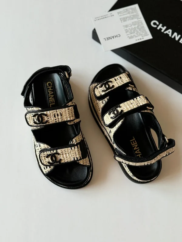 Chanel Raffia CC Dad Sandals - Image 6
