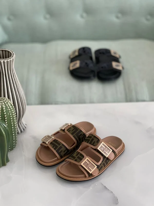 Fendi Women's Feel Slides Of Monogram Canvas - Image 5
