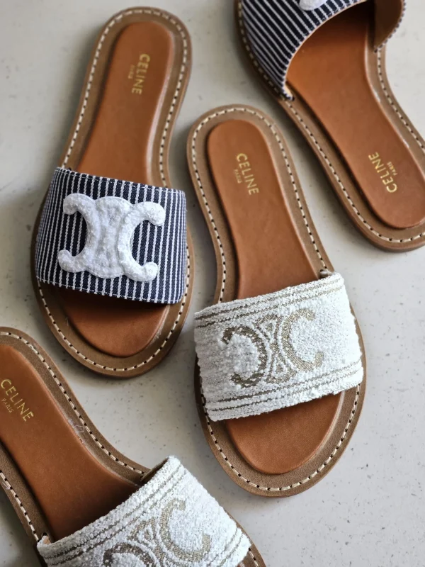 Celine Lympia Mule In Triomphe Jacquard Woollen Fabric