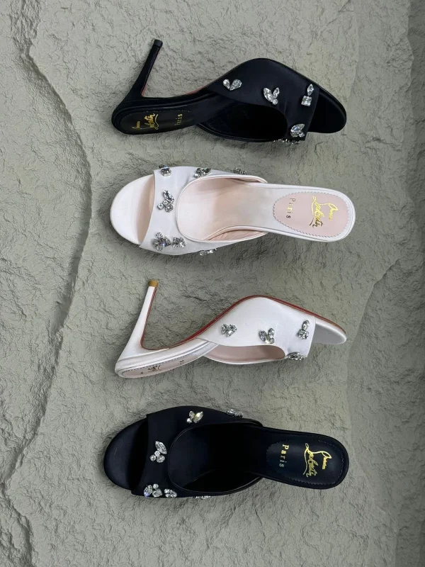 Christian Louboutin Degraqueen 85 Embellished Crêpe Mules