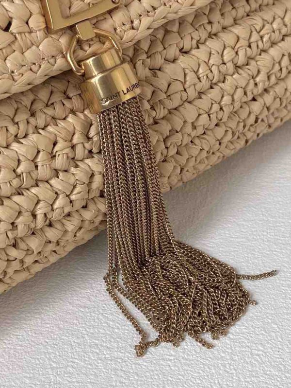 YSL Kate Medium Shoulder Bag Women in Raffia - Image 8