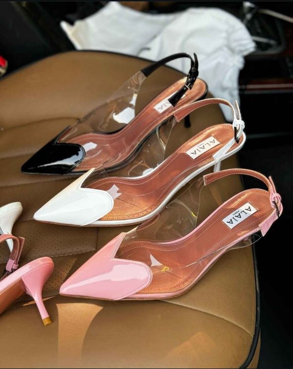 Alaia Coeur Leather And Plexi Slingback Pumps