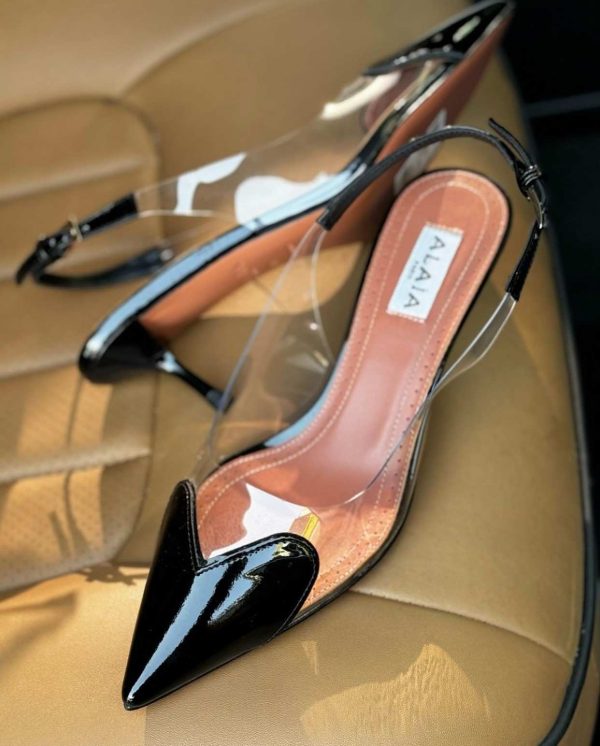 Alaia Coeur Leather And Plexi Slingback Pumps - Image 4