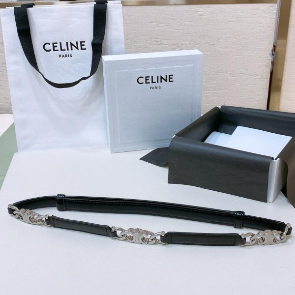 Celine Women Small Block Triomphe Belt in Taurillon - Image 5