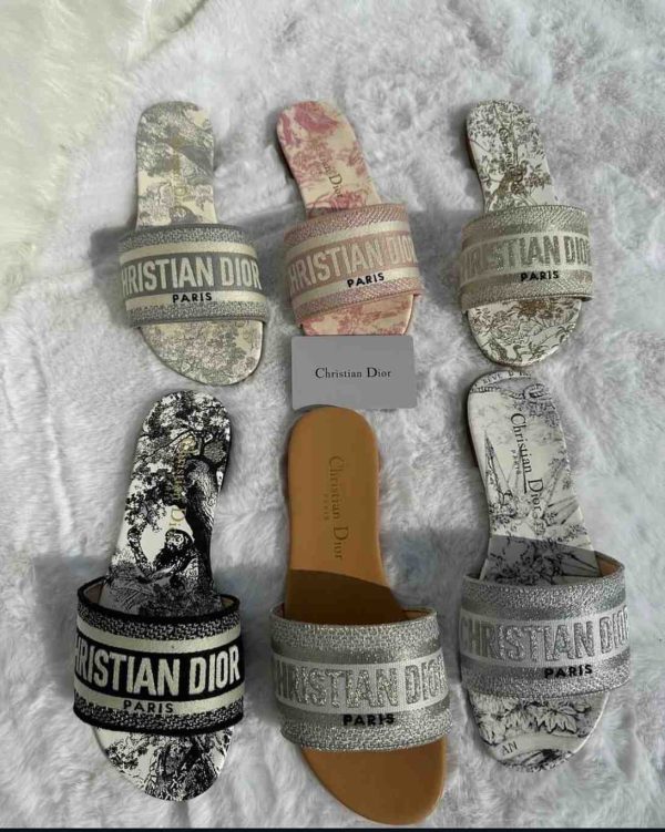 Dior Dway Embroidered Cotton Slide