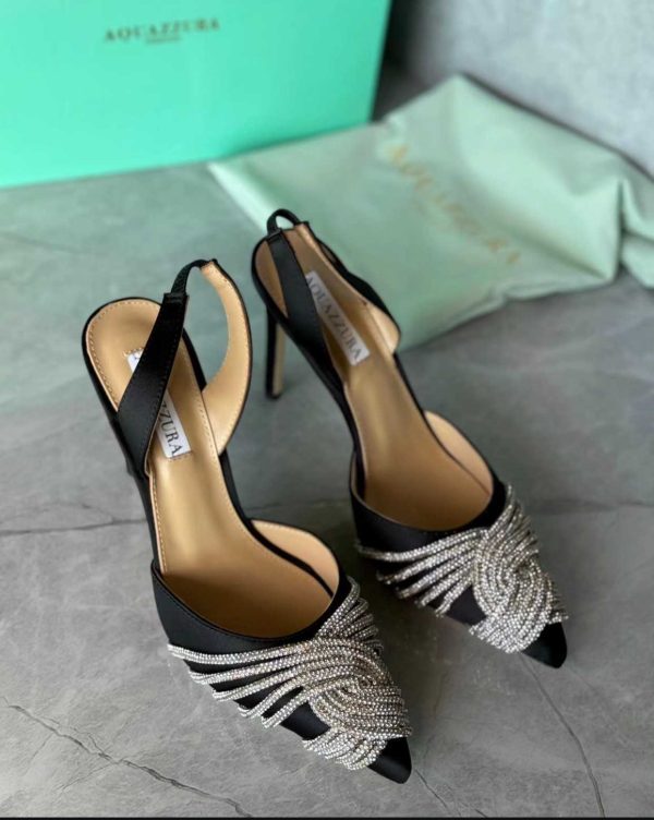 Aquazzura Metallic Gatsby Sling 75 Satin Slingback Pump - Image 2