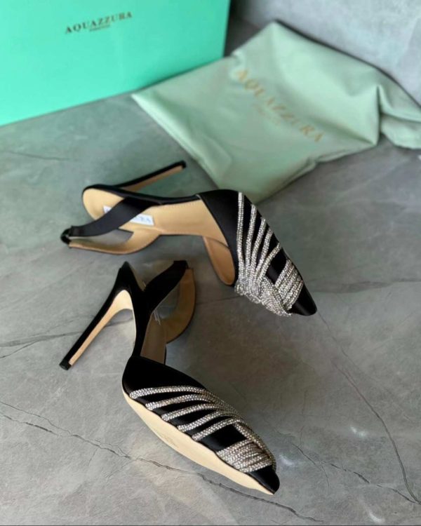 Aquazzura Metallic Gatsby Sling 75 Satin Slingback Pump - Image 3