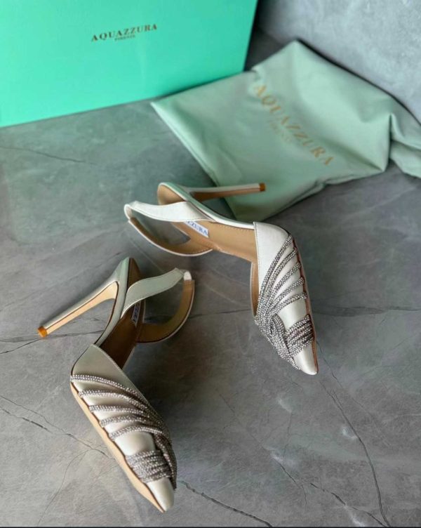 Aquazzura Metallic Gatsby Sling 75 Satin Slingback Pump - Image 4