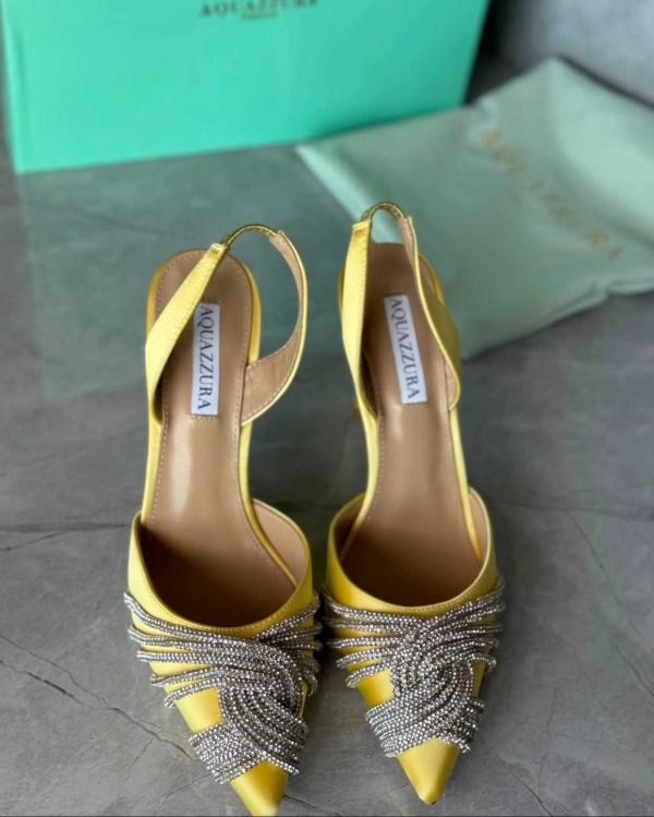 Aquazzura Metallic Gatsby Sling 75 Satin Slingback Pump - Image 8