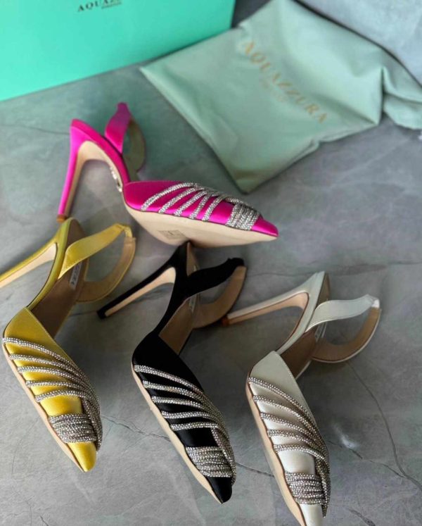 Aquazzura Metallic Gatsby Sling 75 Satin Slingback Pump