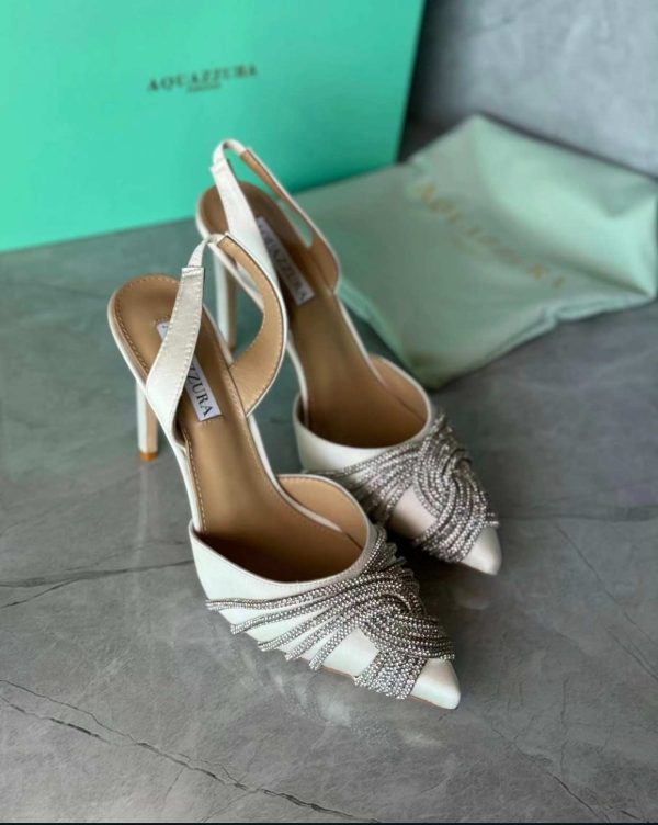 Aquazzura Metallic Gatsby Sling 75 Satin Slingback Pump - Image 5