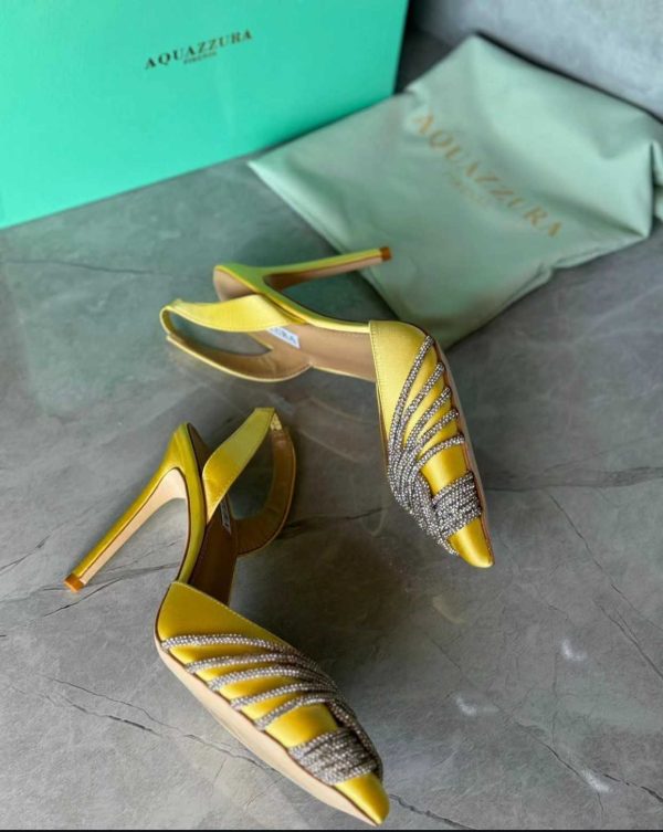 Aquazzura Metallic Gatsby Sling 75 Satin Slingback Pump - Image 7