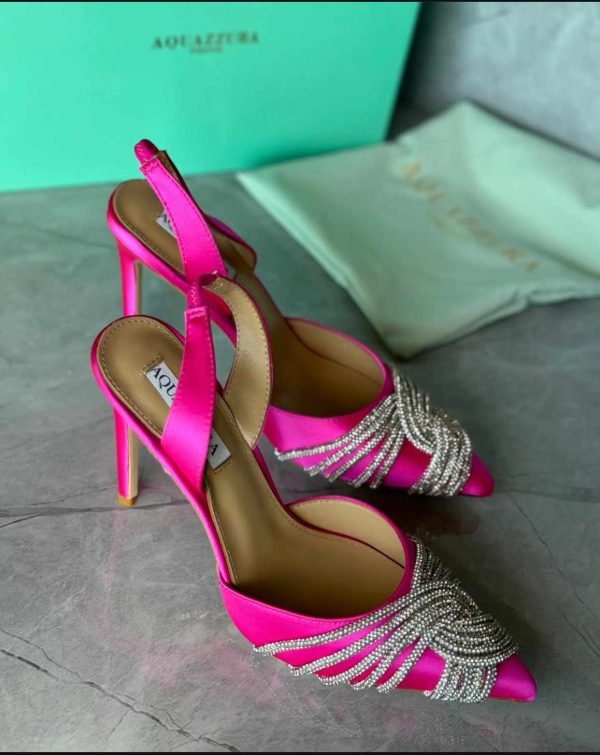 Aquazzura Metallic Gatsby Sling 75 Satin Slingback Pump - Image 11